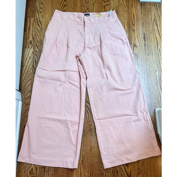 Maeve Pants - Maeve Pleated Wide Leg Pants Cotton/Tencel Neutral Pink W Sz 33 NWT